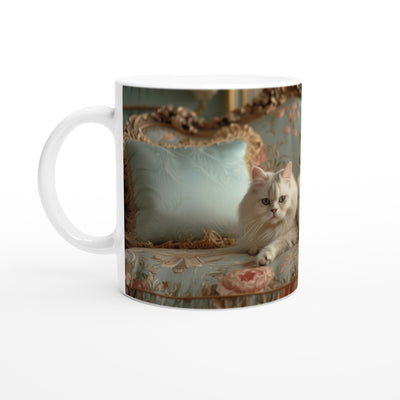 Taza Blanca con Impresión de Gato 