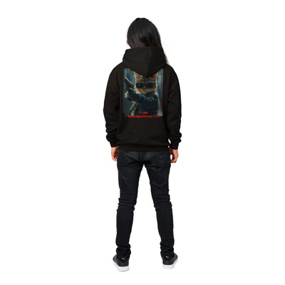 Sudadera con capucha Prémium Unisex Impresión Trasera de Gato "Hasta la Vista, Miau" Michilandia | La tienda online de los fans de gatos