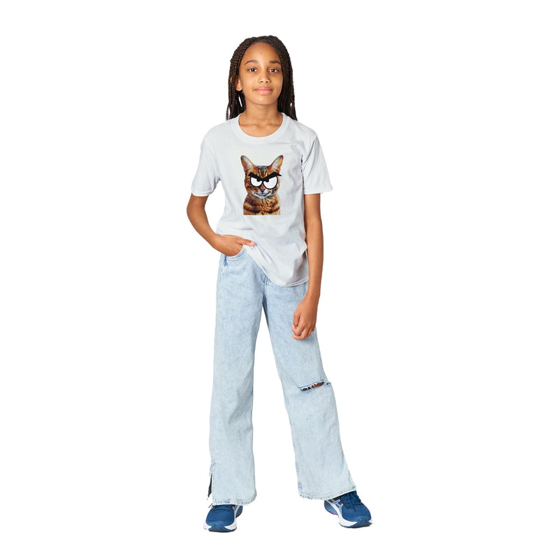 Camiseta Junior Unisex Estampado de Gato "Bengala Malicioso" Michilandia