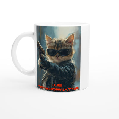 Taza Blanca con Impresión de Gato 