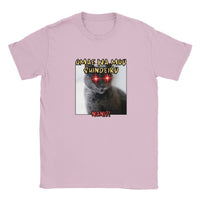 Camiseta júnior unisex estampado de gato "Nani?!" Rosa claro