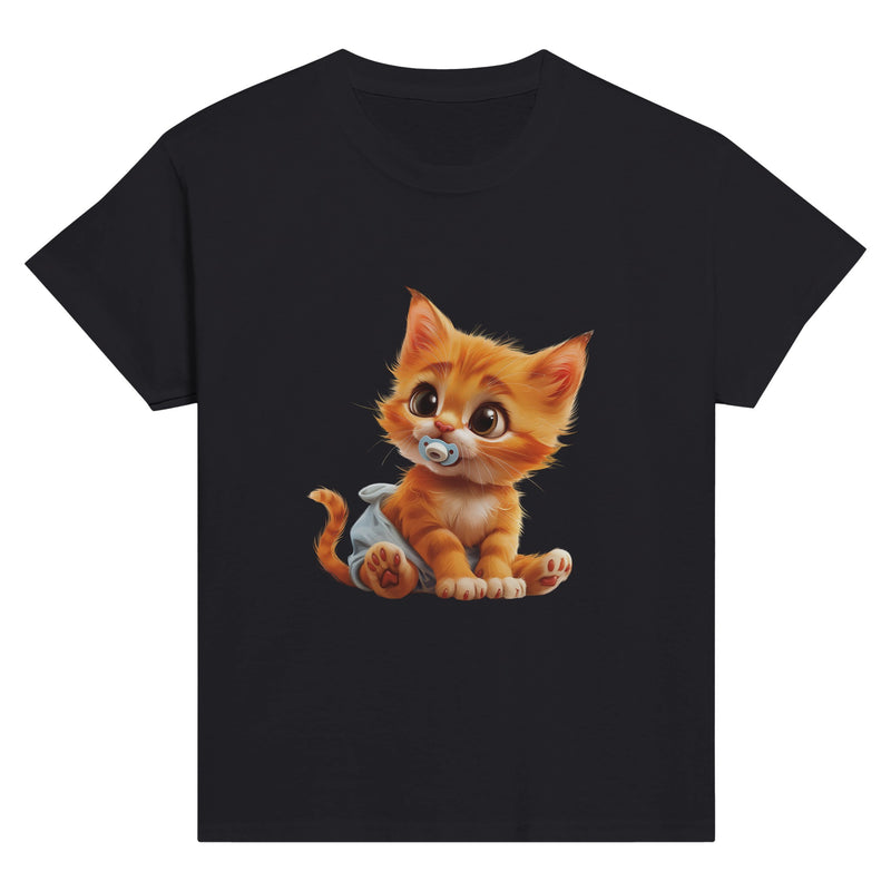 Camiseta Junior Unisex Estampado de Gato "Miau en Pañales" Michilandia