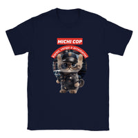 Camiseta unisex estampado de gato "Michi cop" Navy
