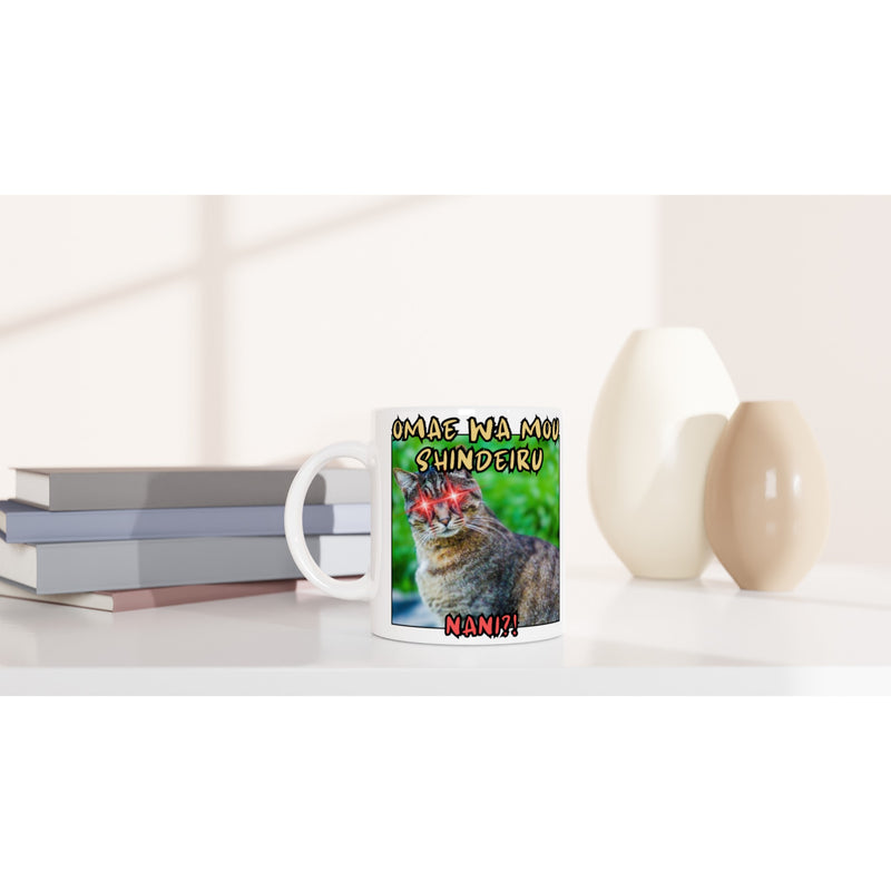 Taza blanca con impresión de gato "Hokuto no Meme" Michilandia | La tienda online de los amantes de gatos