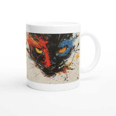 Taza Blanca con Impresión de Gato "Frenesí Salvaje" Michilandia | La tienda online de los fans de gatos