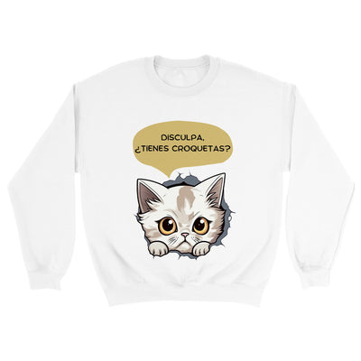 Sudadera unisex estampado de gato "Tienes croquetas?" Gelato