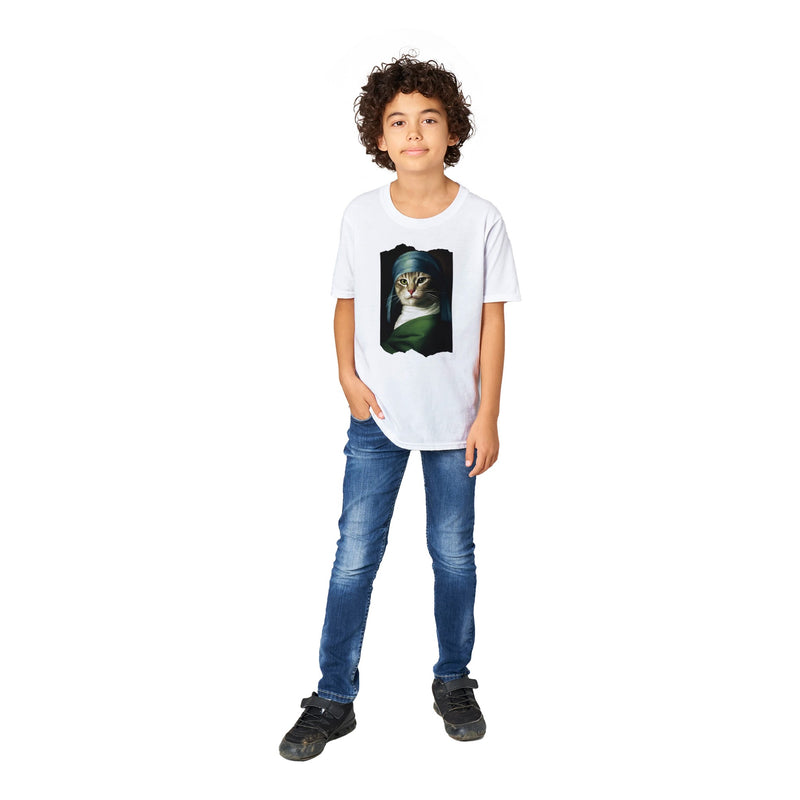 Camiseta Junior Unisex Estampado de Gato "Retrato Renacentista" Michilandia | La tienda online de los fans de gatos