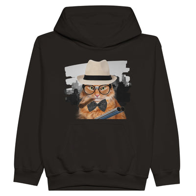 Sudadera con capucha júnior estampado de gato "Miau Capone" Michilandia | La tienda online de los fans de gatos