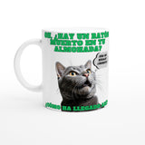 Taza blanca con impresión de gato "Regalo Sorpresa" Michilandia | La tienda online de los amantes de gatos