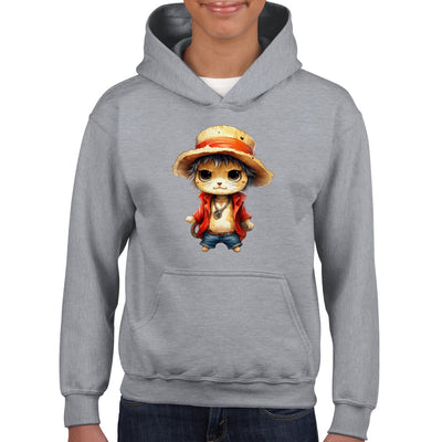 Sudadera con capucha júnior estampado de gato "Miau D. Luffy" Michilandia | La tienda online de los amantes de gatos