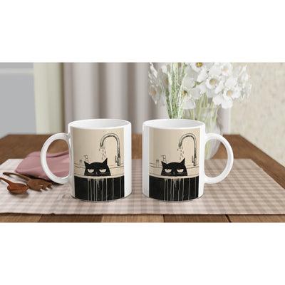 Taza Blanca con Impresión de Gato 