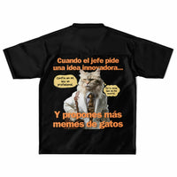 Camiseta de fútbol unisex estampado de gato "Estrategia Miau" Subliminator
