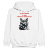 Sudadera con capucha júnior estampado de gato "Fotógrafo Miau" Michilandia