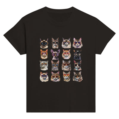 Camiseta Junior Unisex Estampado de Gato "Cool Cats" Michilandia | La tienda online de los fans de gatos