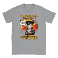 Camiseta unisex estampado de gato "De Batallas a Emojis" Michilandia | La tienda online de los fans de gatos