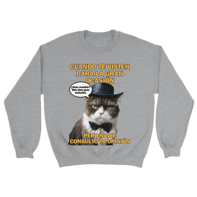 Sudadera Unisex Estampado de Gato "Dilema de Gala" Michilandia | La tienda online de los fans de gatos