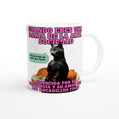 Taza Blanca con Impresión de Gato "Dama Felina" Michilandia | La tienda online de los fans de gatos