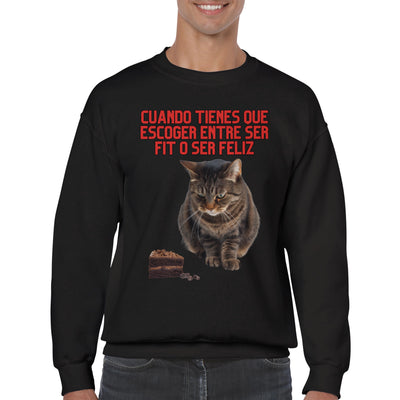 Sudadera Unisex Estampado de Gato "Fit o Feliz" Michilandia | La tienda online de los fans de gatos