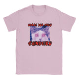 Camiseta júnior unisex estampado de gato "Revelación Otaku" Rosa claro