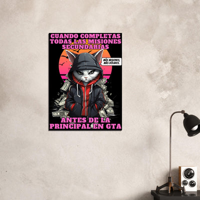 Panel de aluminio impresión de gato "GTA: Gato Theft Auto" Michilandia | La tienda online de los amantes de gatos