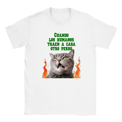 Camiseta júnior unisex estampado de gato 