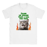 Camiseta júnior unisex estampado de gato "¿Otro perro?" Gelato