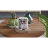 Taza blanca con impresión de gato "Michi del Hokuto" Michilandia | La tienda online de los amantes de gatos