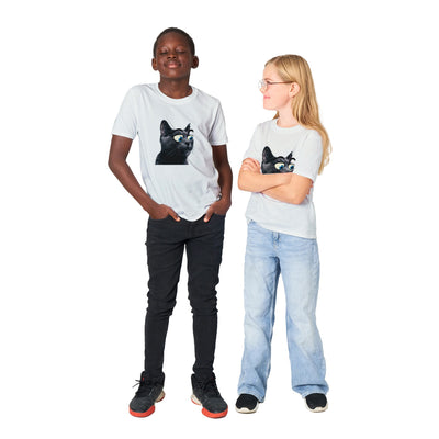 Camiseta Junior Unisex Estampado de Gato "Ojos Divertidos" Michilandia