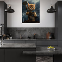 Póster semibrillante de gato con colgador "Mjölnir Felino" Gelato