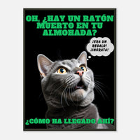 Póster Semibrillante de Gato con Marco Metal "Regalo Sorpresa" Michilandia | La tienda online de los amantes de gatos