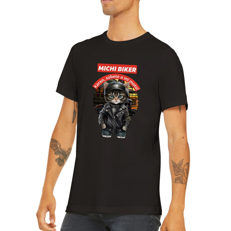 Camiseta unisex estampado de gato "Michi biker" Gelato