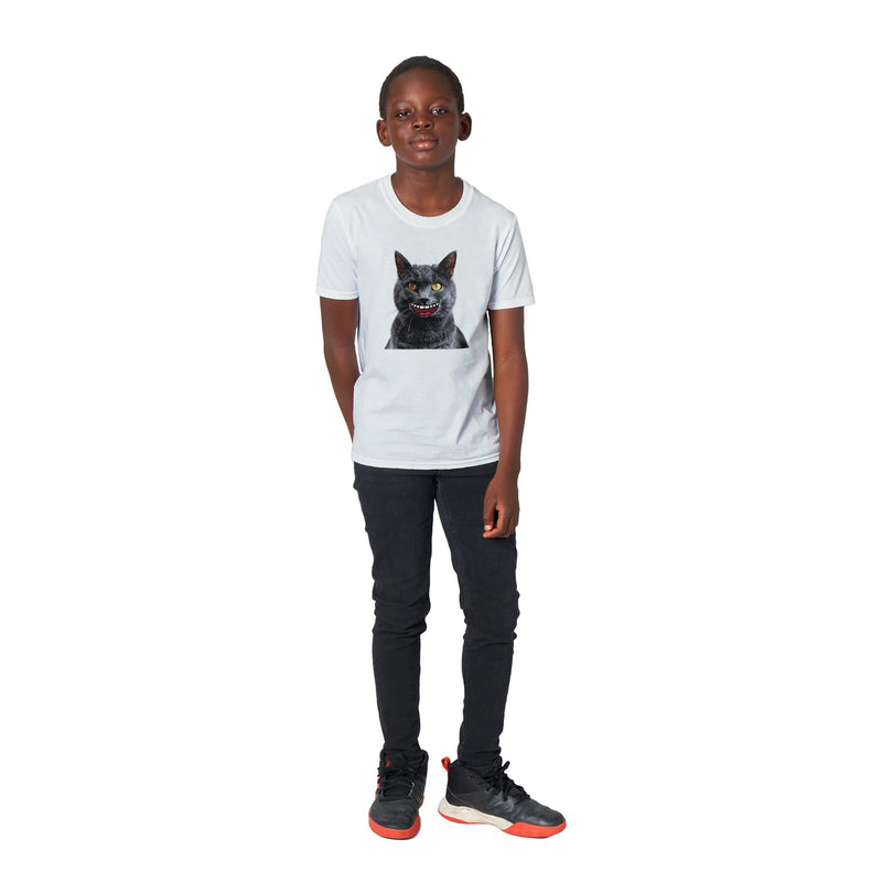 Camiseta Junior Unisex Estampado de Gato "Sonrisa Cartoon" Michilandia