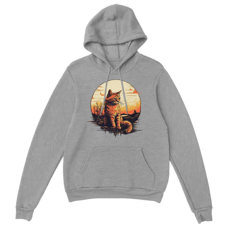 Sudadera con capucha unisex estampado de gato "El atardecer" Gelato