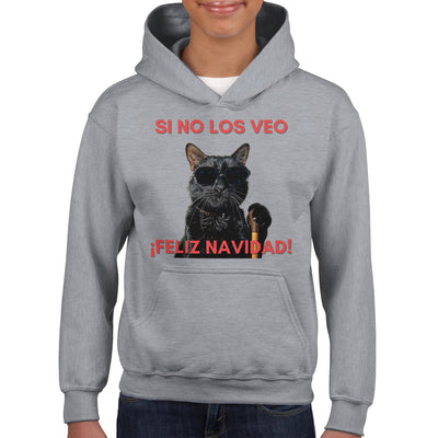 Sudadera con capucha júnior estampado de gato "Navidad a Ciegas" Michilandia | La tienda online de los fans de gatos