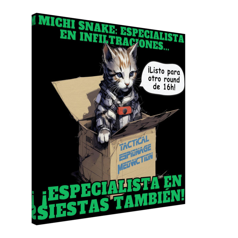 Lienzo de Gato "Misión de Michi Snake" Michilandia | La tienda online de los amantes de gatos