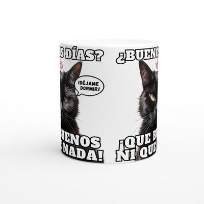 Taza blanca con impresión de gato "Amanecer Hostil" Michilandia | La tienda online de los amantes de gatos