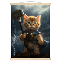 Póster semibrillante de gato con colgador "Mjölnir Felino" Gelato