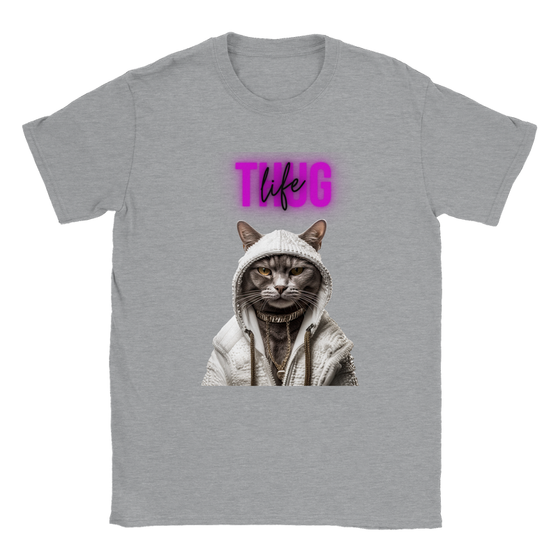 Camiseta unisex estampado de gato "Thug life" Gelato