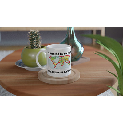 Taza Blanca con Impresión de Gato "Atlas Felino" Michilandia | La tienda online de los fans de gatos