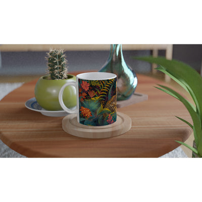 Taza Blanca con Impresión de Gato "Jungla de Bengala" Michilandia | La tienda online de los fans de gatos