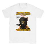 Camiseta unisex estampado de gato "¡Get Over Here, Atún!" Blanco
