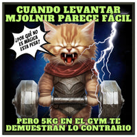 Póster Semibrillante de Gato con Marco Metal "Michi Thor Fitness" Michilandia | La tienda online de los amantes de gatos