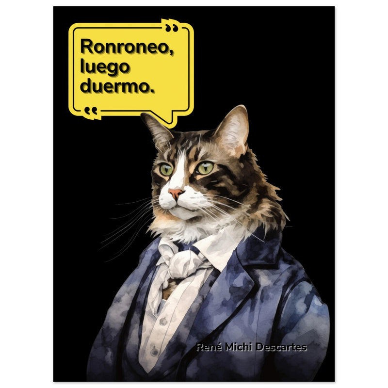 Panel de aluminio impresión de gato "René Michi Descartes" Michilandia | La tienda online de los amantes de gatos