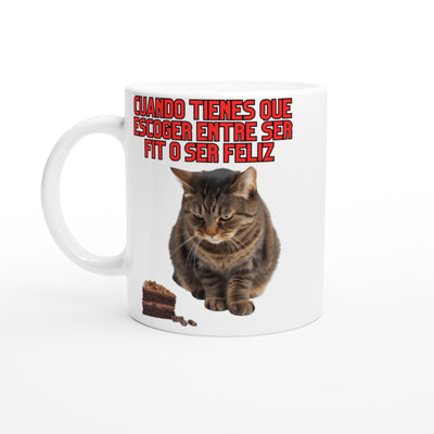 Taza Blanca con Impresión de Gato 