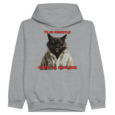 Sudadera con capucha júnior estampado de gato "Silencio Melódico" Michilandia | La tienda online de los fans de gatos