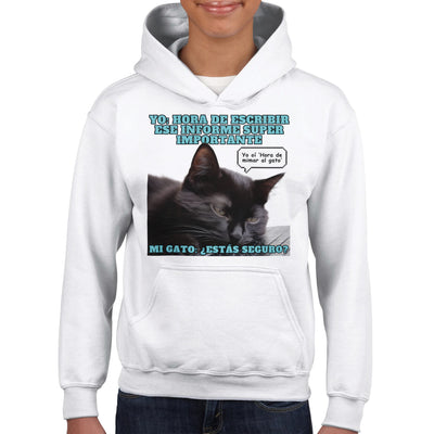 Sudadera con capucha júnior estampado de gato 