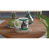 Taza blanca con impresión de gato "Misión de Michi Snake" Michilandia | La tienda online de los amantes de gatos