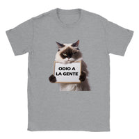 Camiseta unisex estampado de gato "Odio a la Gente" Gelato