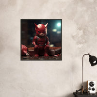Póster semibrillante de gato con marco metal "Michi Daredevil"