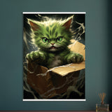 Póster semibrillante de gato con colgador "Verde de Cólera"